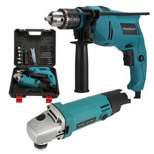 冲击钻打磨机套装 电动工具组套多功能冲击电钻角磨机二件套