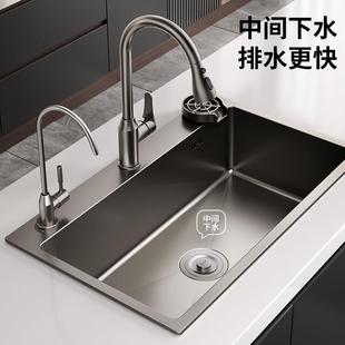 诺米厨房洗菜盆大单水槽304不锈钢水槽台中下洗碗槽家用加厚洗菜