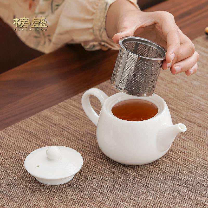 羊脂羊脂玉雅玉白瓷茶夫壶陶瓷家用高泡茶单壶带壶过滤档网单个大