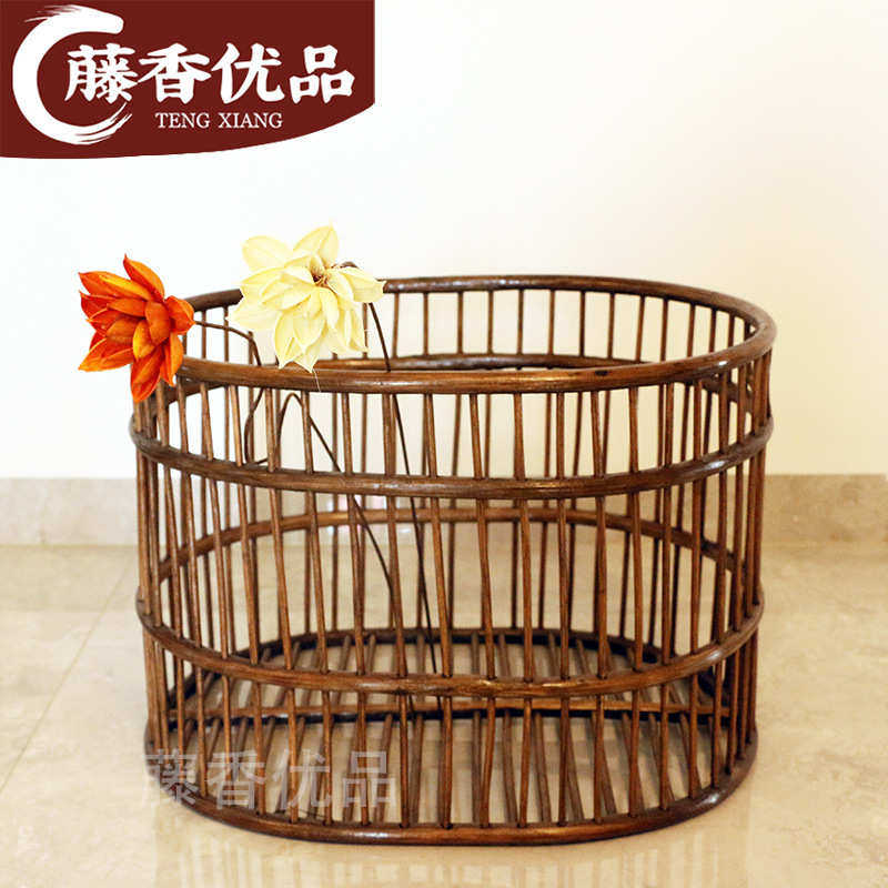 ins印尼真藤编脏衣蓝箩筐手工编织装饰酒店家居收纳篮置物筐娄