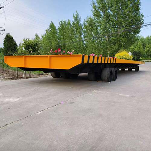 50T牵引式平板拖车厂区设备运输车道路全挂车仓储物流转运车
