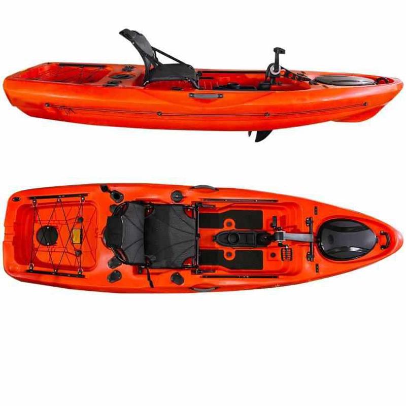 新款3.2米螺旋脚踏船皮划艇单人平台舟脚踏 塑料钓鱼船工厂直发