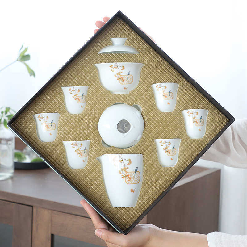 畅销羊脂玉瓷茶具套装办公家用白瓷十头功夫茶具商务会议套组盖碗,餐饮具,功夫茶具,淘宝优惠券,粉丝福利购,淘宝优惠卷