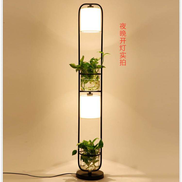 新中式植物落地灯绿萝台灯铁艺水培养卧室台落地壁灯创意家居灯饰