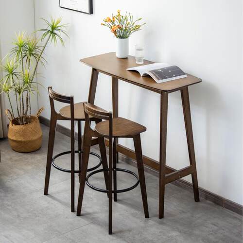 吧台桌家用靠墙高脚长条桌实木简约现代阳台休闲 吧台椅窄桌椅组