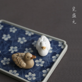 景德镇手工原创陶瓷可爱小鸭子茶宠摆件创意可养茶席茶桌茶道配件