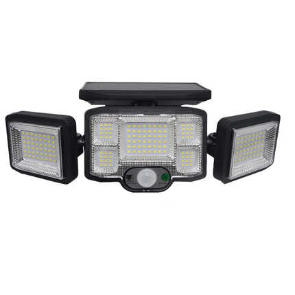 厂家直销太阳能庭院灯 122LED 192COB 三头灯 防水太阳能感应壁灯