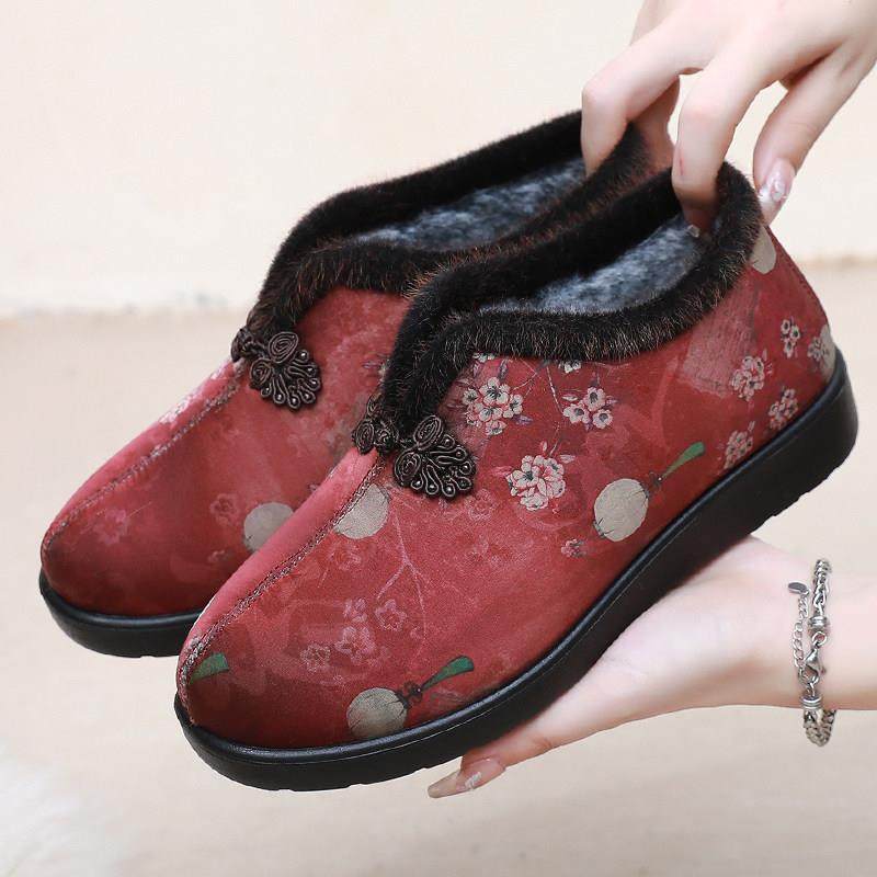 正品老北京布女鞋鞋加绒棉棉防滑软底中老年妈妈奶奶老太太休保闲