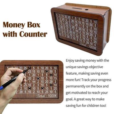 Wooden Piggy Bank Reusable Handmade Money Box, Piggy Bank w