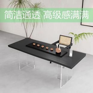 透明克力桌腿定制桌脚悬餐桌支架茶几岩板支压腿桌角滑浮轮撑圆柱