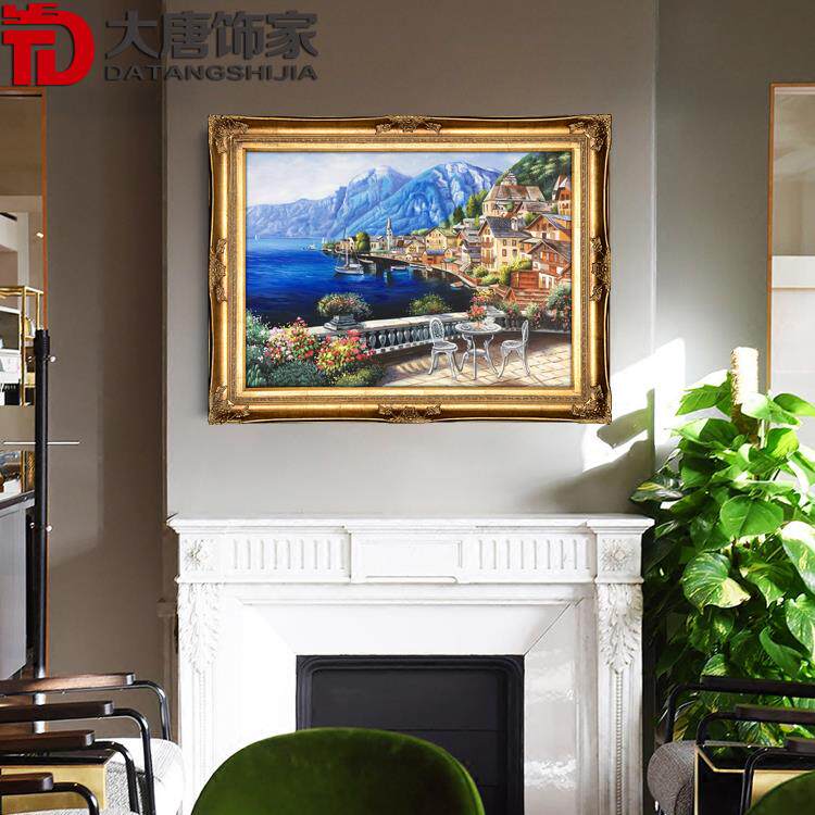客厅沙发背景餐厅装饰画欧式地中海风景油画纯手绘美式挂画N40