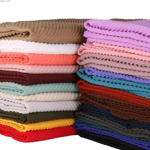 Womens scarf 单色棉质女式围巾时尚斜纹棉麻压皱褶皱马来 YW112