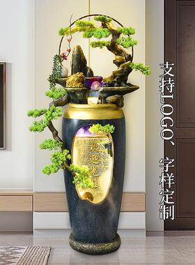 中式流水生摆件循财环水客厅玄电视关柜PDC旁喷景泉水茶室造景装