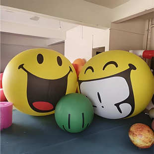 笑脸气球气模加厚表闭气情包商场美陈充气卡通星球气模爬墙悬挂