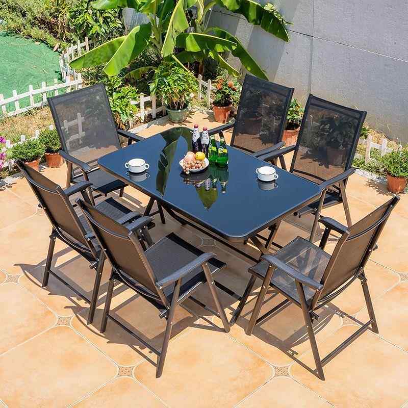 户外桌椅阳台室外休闲露天庭院花园奶茶店便捷式摆摊折叠椅子组合