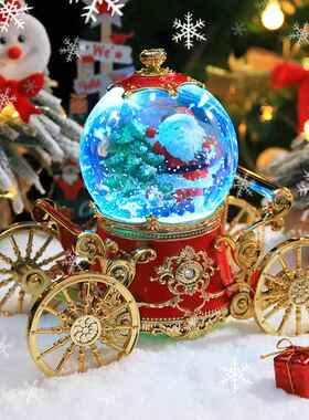 2025圣诞节装饰品摆件圣诞老人水晶球音乐盒八音盒创意生日礼物定