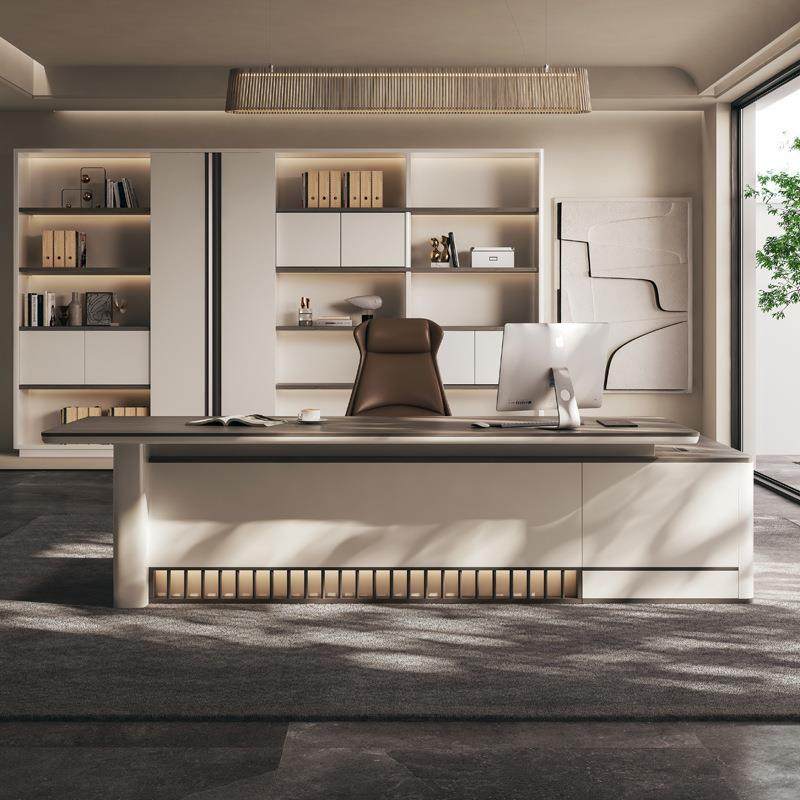 老板理办公桌简约现代KVB总经主管桌椅合班台灯带设计办组公裁桌