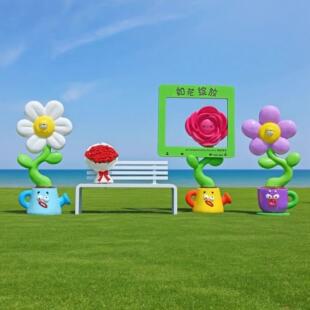 卡通花朵甜甜圈向日葵玻璃纤维雕塑户外园林景观装 饰品商场美陈摆