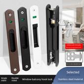 不锈钢钩锁90断桥铝锁塑钢门锁铝合金推拉门窗钩锁移门单双面锁扣