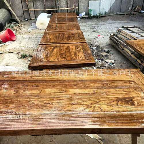 老榆面木桌茶桌-复古做旧大板宿家装建材木桌民户外餐桌原木地桌