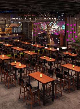 工业风实木酒吧吧台椅桌清现代简约台高脚凳吧乐餐JMS-A101吧吧夜