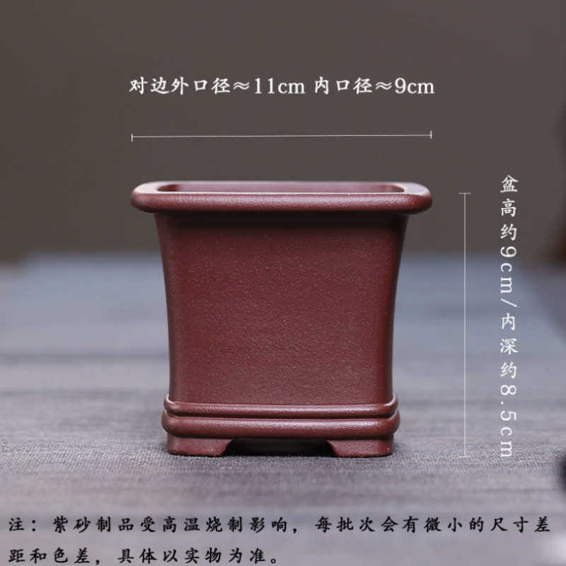 多匠人泥紫桌面微型手工正方形盆菖蒲紫砂盆优质四方花盆盆景肉