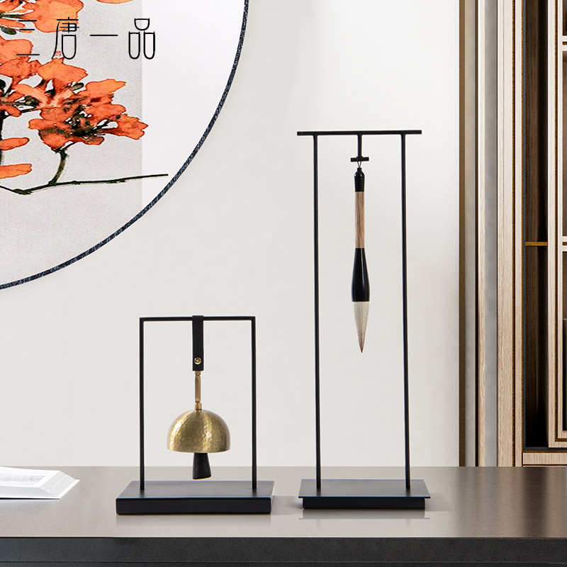 新中式文昌笔铜摆件客厅书房茶室书法毛笔架软装售楼处样板间装饰