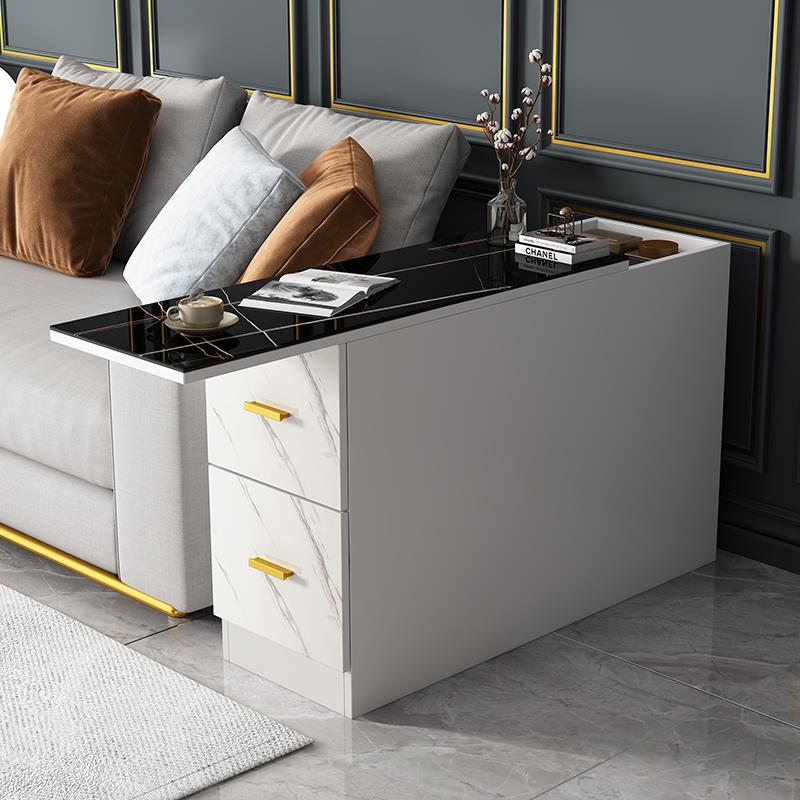 轻几HEV奢岩板意式边柜茶水床头沙发侧边柜角柜茶几扶手桌窄缝隙