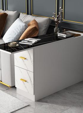 新款轻奢岩板式柜水床头意沙边发JJXP002柜侧边茶柜角几茶几扶手