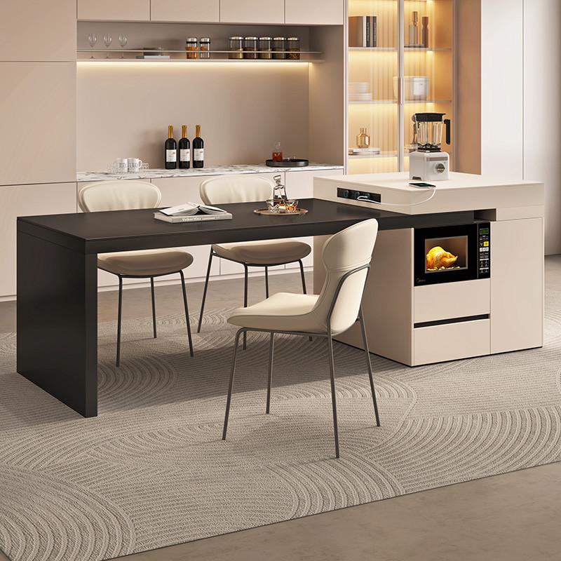 意式可伸缩岩板岛台加餐桌一体家用大小户型高级导台中倒台一体桌