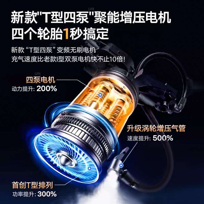 车载无线充气泵便携式汽车轮胎专用打气泵测压电动气筒启动一体机