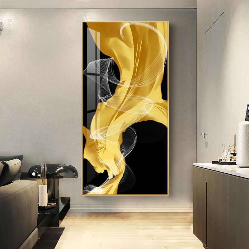 缎舞 大气玄关画竖版客厅过道装饰画现代简约抽象大幅楼梯间壁画