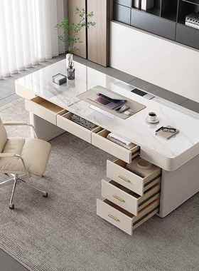 意式极简约20085设计桌轻奢代岩板书家用卧室现书房办公电脑桌师