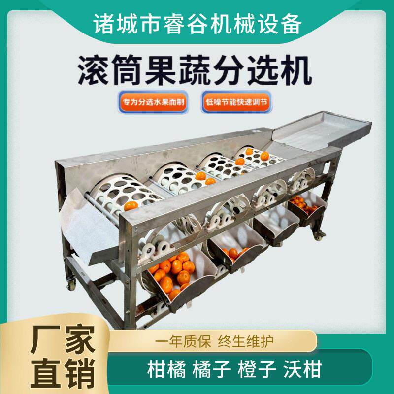 滚筒水果分选机分级机橙子柑橘贡柑类机筛分机椭圆形蔬果分级设备