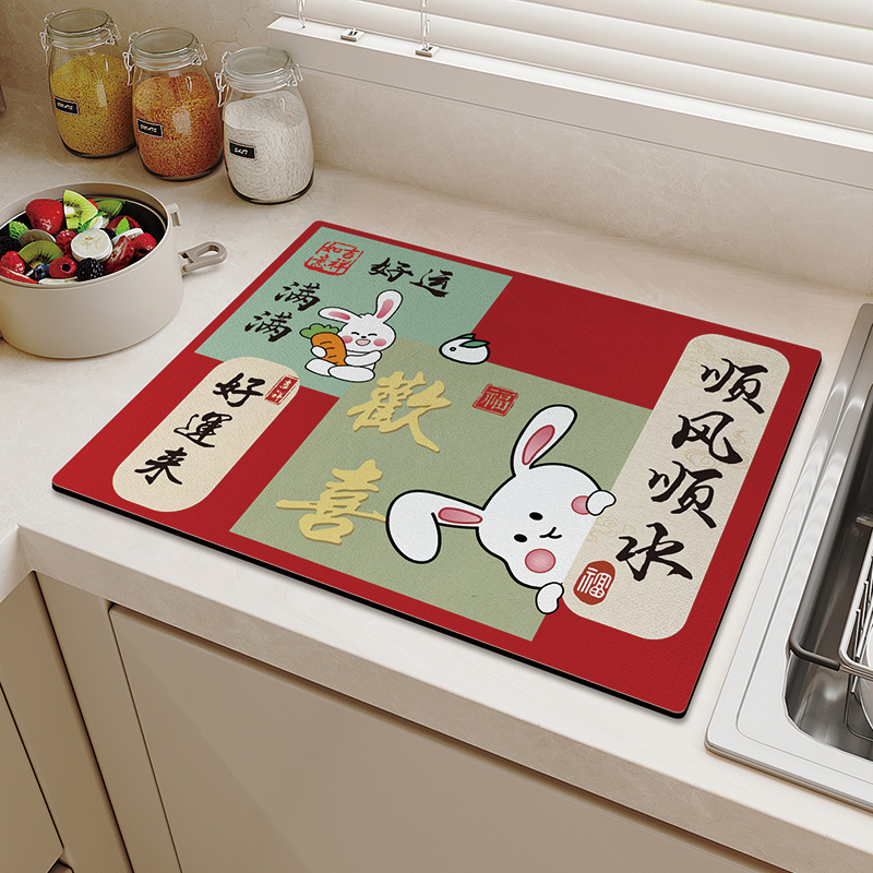 厨房沥水垫水池碗盘控水垫浴室洗漱台面硅藻泥吸水垫吧台咖啡杯垫