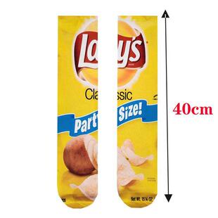 1 pair Funny Unisex Men Art Socks women Potato chips Knee