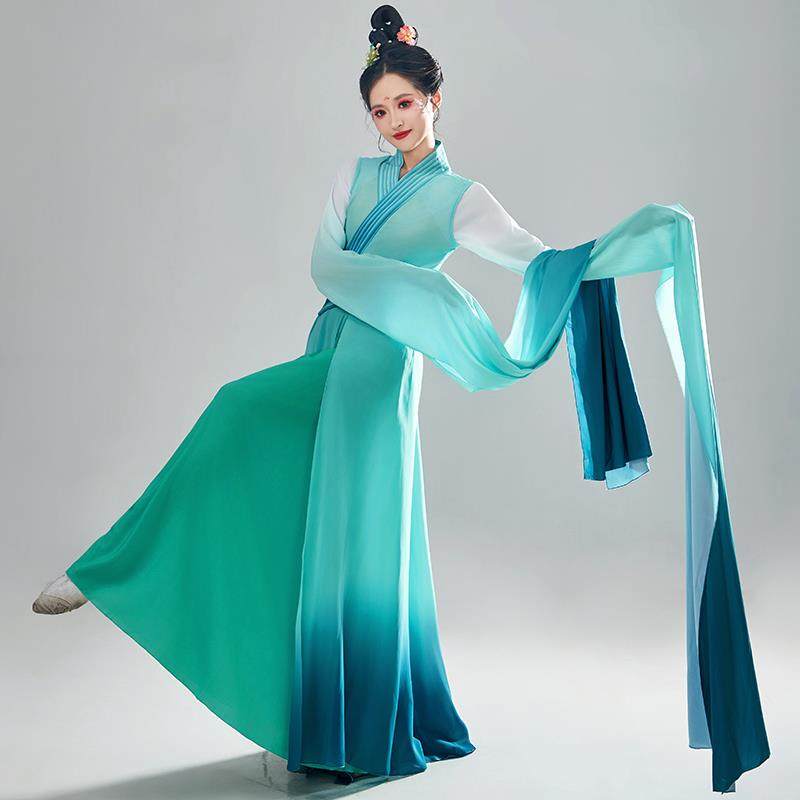 高档古典中舞演出服女飘逸224新款国风艺考0水春茶意暖袖舞蹈服装