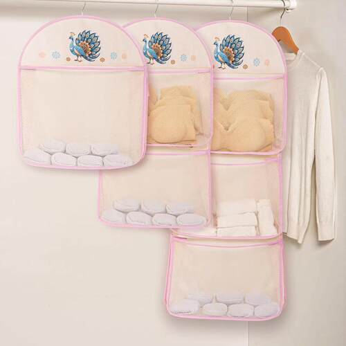Peacock Pattern Socks Storage Hanging Bag, Dormitory Wardrob