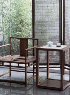 璞木禅意新中式实木边几小茶几香几茶室办公室设计师原木家具茶馆