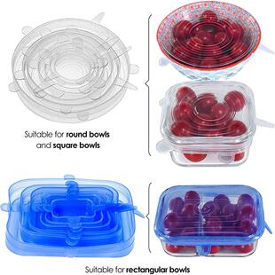 Flexible Wrap Bowl Fresh Food Cookware ver Silicone Lid Caps