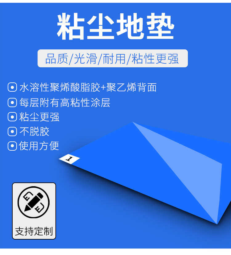 товар из китая 粘尘垫可撕式鞋底粘尘地垫车间脚踏蓝色洁净无尘室除尘垫60*90cm