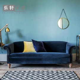 美式布艺新古典(新古典)沙发简约欧式客厅，组合北欧后现代绒布三人实木沙发