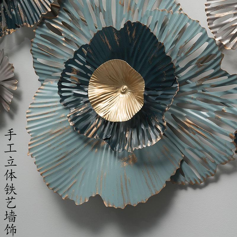 简约立面装饰壁挂复古北欧铁艺壁墙大丽花饰新中式客沙发背景墙厅