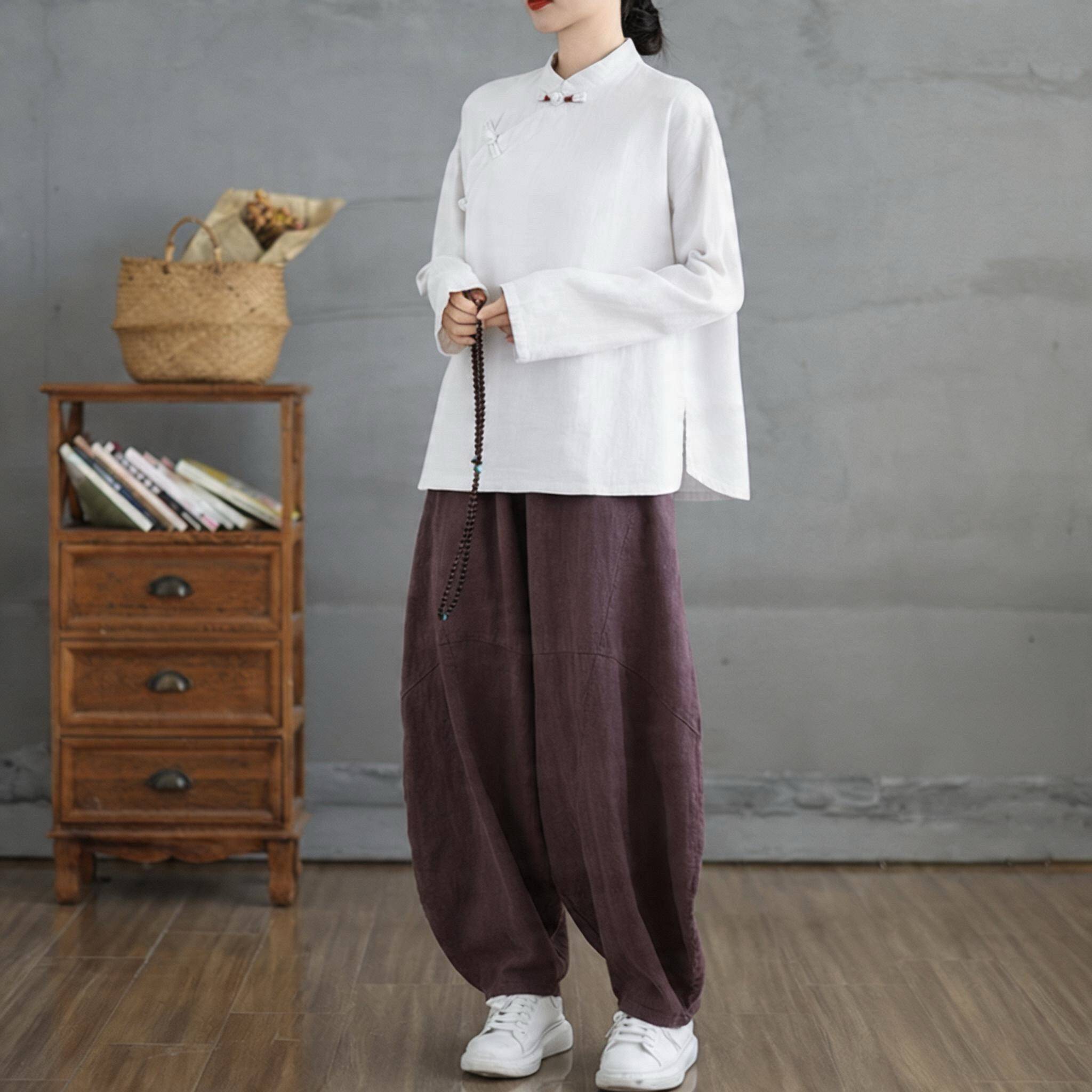 极速佛系禅意盘扣茶服衬衫中式复古休闲宽松太乙游龙拳练功服棉麻
