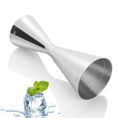 双头304不锈钢腰形一体量杯酒吧调酒辅料鸡尾酒定量盎司杯量酒器