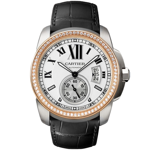 [9.8新]卡地亚卡历博精钢/18k黄金自动机械手表男W7100039后镶钻