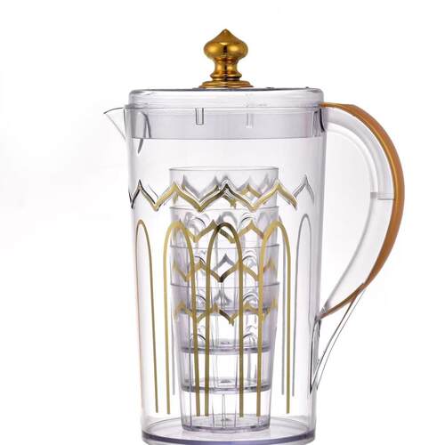 A set of one pitcher and four cups, a luxurious cold water p