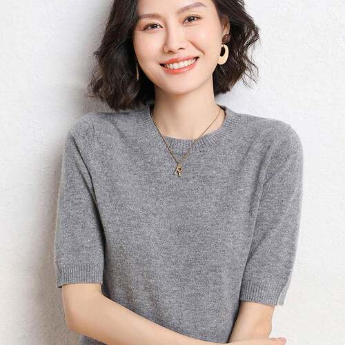 2025Women's Puff Short Sleeve Sweater Spring Summer Tops