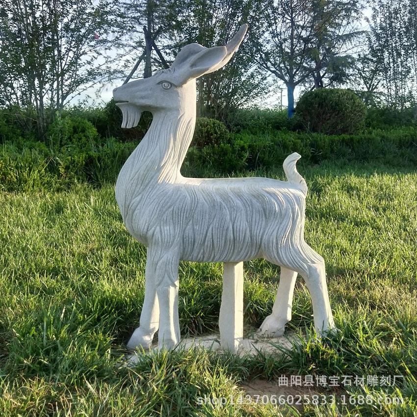 厂家汉白玉石雕小羊 大理石各种款式青石羊来图雕刻摆件现货