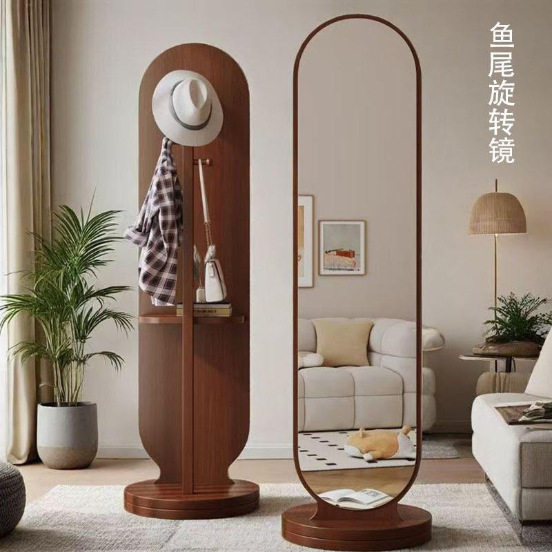 旋转穿衣镜卧室落地镜民宿可移动衣帽架一体全身镜多功能可旋转